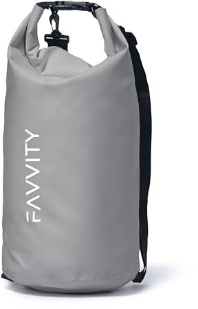 Favvity Dry Bag 20L - wasserfeste Tasche, Sup Tasche, wasserdichte Tasche, wasserdichter Beutel, Packsack, Trockensack, Seesack (Grau, 20 Liter)