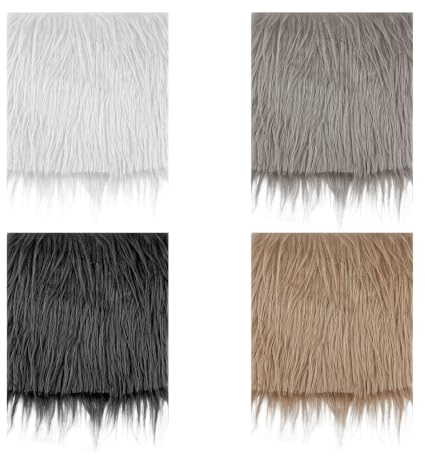Thyonta 4 Stück Kunstpelz Stoff Langflor quadratisches Material für DIY-Projekte zum Basteln von Weihnachtsmannmützen, Bart und Strumpfbesatz, vielseitiges zuschneidbares Design, leicht zu reinigen