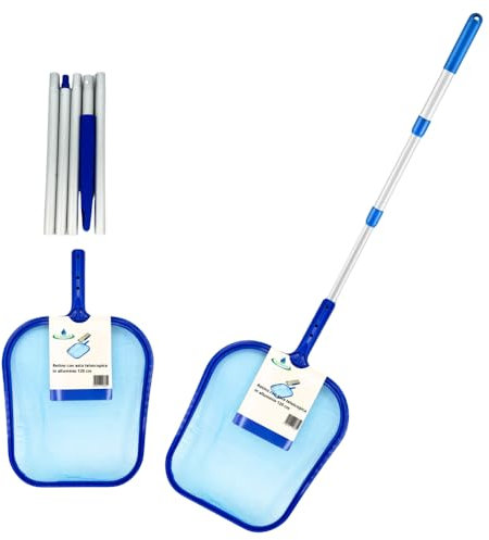 acquaverde | Retino con Asta Telescopica in Alluminio Allungabile, Lunghezza massima 160 cm, Multiuso per la Raccolta di Foglie, Insetti e Detriti dalla Piscina, Laghetto, Vasca, Fontana e Stagno