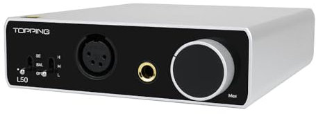 AOSHIDA TOPPING L50 NFCA Balanced Headphone Amp, TRS/RCA to 6.35mm/4-Pin-XLR Headphone Amps, 3500mW×3500mW Headphone Amplifier, TRS/RCA Passthrough Output Amplifiers for IEMs/Headphones (Silver)