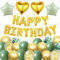 Jungen Männer Geburtstag Dekoration Luftballons - 37 Stücke Grün Gold Happy Birthday Folienballons Banner Helium Ballon Girlande Geburtstagsdeko für Frauen Mann Erwachsene Kinder Party Deko