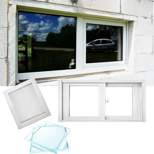 WAHHWF Double Pane Mobile Home Windows 60 54 50 46 42 40 36 32 30 28 24 22 20 18 14 Inch, Farmhouse Horizontal Sliding Window Replacement for Houses, Sheds, Basement and Garage(WxH 60x24in)