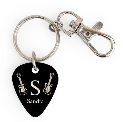 Wanapix | Porte-clés avec Médiator de Guitare Personnalisé | Cadeau Original pour les Guitaristes | Idée Cadeau Saint Valentin/Anniversaire | Electric Guitars