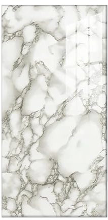 Fliesenaufkleber Marmor, 60cm x 30cm Klebefliesen Wasserfest, 10 Stück Selbstklebende Wandpaneele mit Steinoptik für Küche und Badezimmer (Blumenstein weiß)