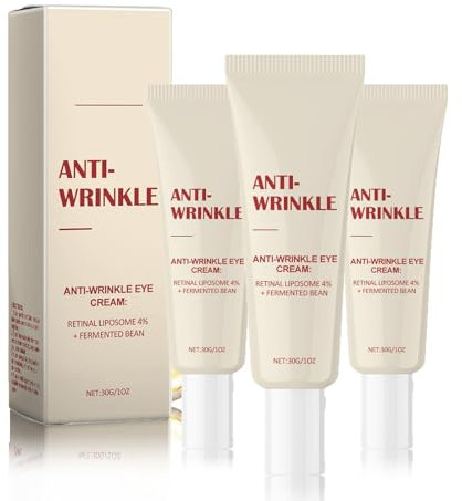Anti-Aging Augencreme mit 4% Retinal Liposom und Fermented Bean, Anti-Wrinkle Eye Cream für Falten und Augenringe, Straffende Augencreme - Glättung bei Tränensäcken und Dunklen Augenringen (3P, 90G)