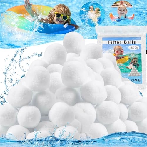 GUHAOOL Balles Filtrantes, 1500g Boules de Filtre de Piscine Remplace 54kg Sable pour Filtre Piscine, Pool Filter Balls, Média Filtre à Fibres pour Piscine,Convient à Divers Systèmes de Filtration