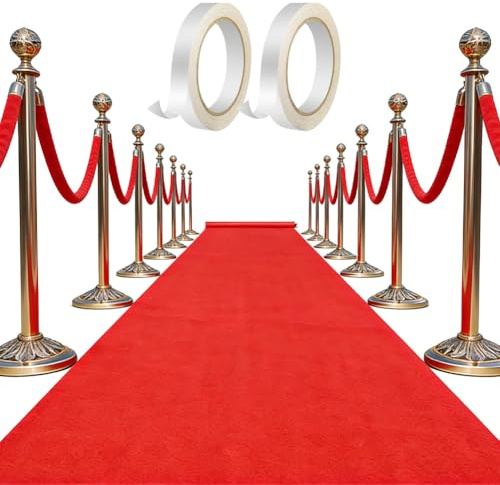 DASIAUTOEM Roter Teppich Läufer 1X10m, Hochzeitsteppich, Landebahn Event Teppich für Hochzeit Heiratsantrag Party Zeremonie Outdoor Zubehör