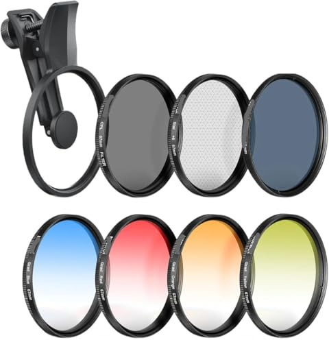 Compatibile con Samsung Compatibile conXiaomi, NEEWER Kit filtri obiettivo fotocamera ND da 67 mm, confezione da 7, con supporto a clip