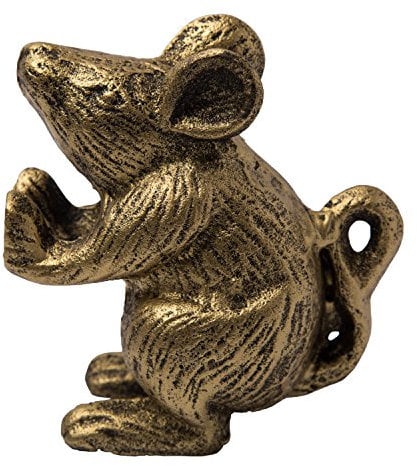 Comfify Gusseiserner Maus-Dekor-Türstopper | Türstopper | Einzigartiges, antikes Design - Vintage Gold Farbe