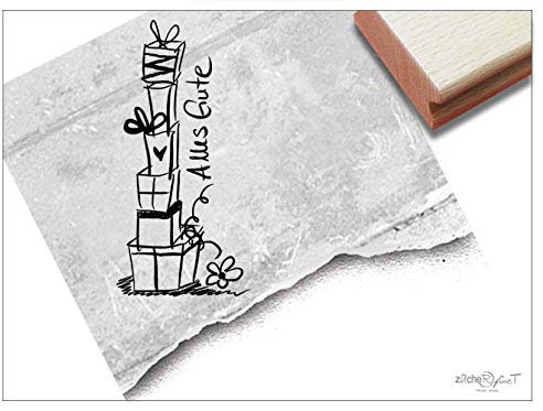 Stempel Textstempel Alles Gute, Handschrift Geschenke - Schriftstempel Glückwünsche zum Geburtstag Karten Geschenkanhänger Basteln Deko -zAcheR-fineT