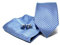 Krawatte Set mit Gestreifte Hellblaue Krawatte, Einstecktuch und Manschettenknöpfe für Herren - 100% Seide - Elegant und Modern - (Geschenk, ideal für Männer zum Geburtstag, eine Hochzeit)