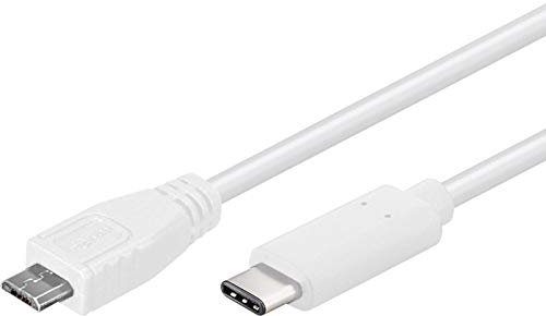 PremiumCord USB-C - Cavo di Collegamento Micro USB, Cavo di Ricarica Fino a 2,5 W, Cavo Dati Fino a 480mbit/s, USB Tipo C Maschio a Micro USB Maschio, Tripla Schermatura, Colore Bianco, Lunghezza 0,6m