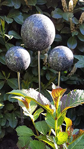 garten-wohnambiente Rosenkugel 3er Set 20-15-10 cm Edelstahl anthrazit Kugel mit Stab 80 cm