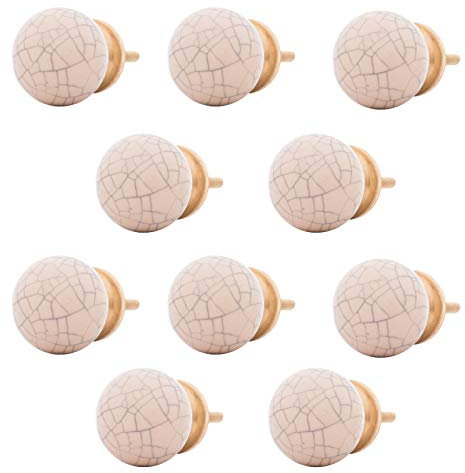 Knober Keramik-Möbelknöpfe klein marmoriert 31mm Landhausstil Shabby-Chic Schrankknopf Türgriff (07. 10 X Beige)