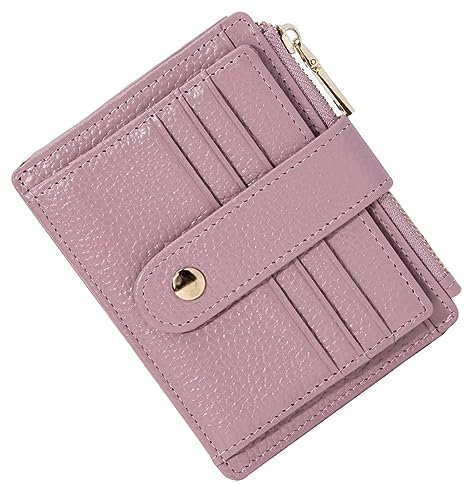 BTNEEU Homme Femme Porte Carte de Credit Cuir RFID Blocage Portefeuille Cuir Petit, Porte Carte Slim avec Poche à Monnaie, Petit Porte Monnaie Cuir avec 9 Emplacements de Carte (rosé)