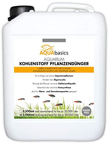 AQUAbasics Aquarium CO2 Kohlenstoff Pflanzendünger sorgt für einen sichtbaren Wachstumsschub Ihrer Aquarium-Pflanzen - Schöne Pflanzen und deutlich weniger Algen, Größe:5 Liter