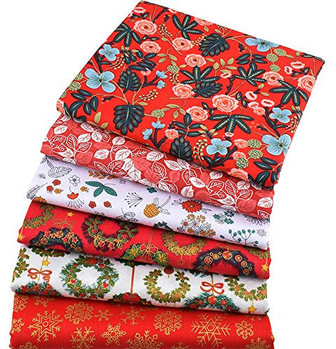 Patchwork-Stoff mit Blumenmuster, vorgeschnitten, 46 x 56 cm, asiatischer Vintage-Stil, Rot