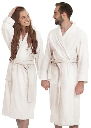 Banzaii Accappatoio Adulto in Spugna Super Assorbente, 100% Cotone di Alta Qualità Ultra Morbido, Accappatoio con Cappuccio Unisex Uomo e Donna | Taglia M Panna