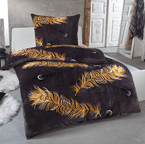 MALIKA® Kuschelige Winter Plüsch Bettwäsche Cashmere-Touch Coral Fleece mit Kissenbezug 80x80 wärmer als Biber oder Flanell, Größe:200x200 + 2X 80x80, Design - Motiv:Design 2