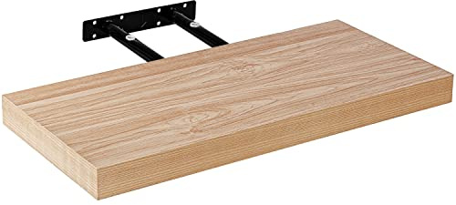 STILISTA® Wandboard Volato Länge 80 cm, Holz hell | Freischwebendes Wandregal mit verdeckter Befestigung, MDF E1 geprüft, 14 Farben, 9 Größen 30-110cm, Belastbarkeit 10kg