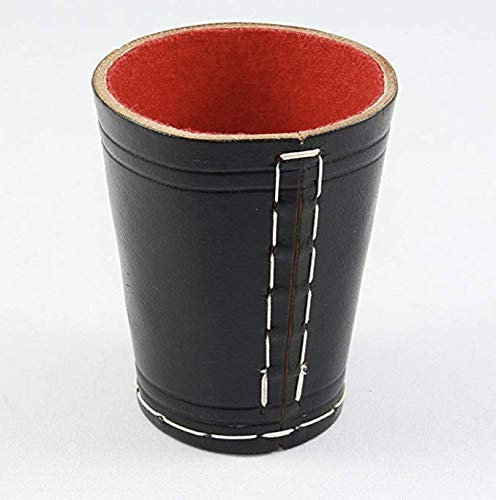 Leder Würfelbecher Premium mit Filz (schwarz/rot)