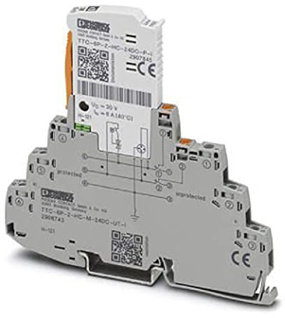 TTC-6P-2-HC-M-24DC-UT-I Überspannungsschutz, Bestehend aus Schutzstecker & Basiselement, mit Integrierter Statusanzeige & Messertrennung für einen 2-adrigen Erdpotenzialfrei Betriebenen Signalkreis