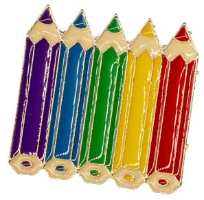 Miniblings Buntstift Brosche Bleistift Stift Schule Stifte Einschulung Zeichnen Malen Kunst Regenbogen Pride Brosche - Origineller Modeschmuck I Anstecknadel Button Pins