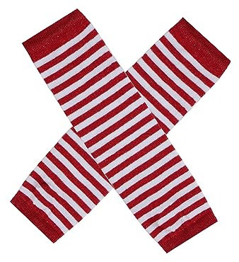ZUYPSK 1 Paar Damen gestrickt Fingerlose Handschuhe Armstulpen Warme Verlängerte Handschuhe gestreift Ellenbogen Fäustlinge Winter für Outfit Clubwear Party Kostüm Zubehör (Rot Weiß)