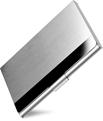 DMFLY Porte-cartes de visite, étui mince pour cartes de visite pour hommes et femmes, étui à cartes en métal de poche, porte-cartes de visite professionnel en acier inoxydable,, argent, Argent