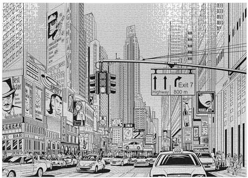 ABAKUHAUS New York Puzzle, Downtown Manhattan, Heirloom-Qualität lustige Aktivität für die Familie langlebiger Karton, 1000 Stücke, Schwarz und weiß