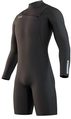 Mystic Watersports - Surf KiteSurf & Windsurfing Mens Marshall 3/2mm Front Zip Long Sleeve Shorty Wetsuit - Black Grey