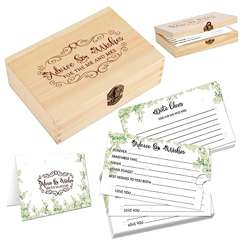 60pcs Advice And Wishes for The Mr And Mrs, Wedding Advice Cards for Wedding Games, Bridal Shower Guest Book Advice Cards Box for Bride And Groom, Well Wishes & Date Night Ideas for The Mr and Mrs