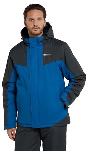 Mountain Warehouse Dusk Skijacke für Herren - Wasserbeständige Snowboardjacke, Fleecefutter, Schneerock, Kapuze und Bündchen zum Verstellen - Ideale Winterjacke Blau X-Large