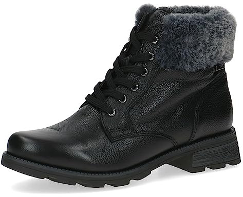 CAPRICE Damen Stiefeletten zum Schnüren mit Blockabsatz Gefüttert, Schwarz (Black Comb), 36 EU
