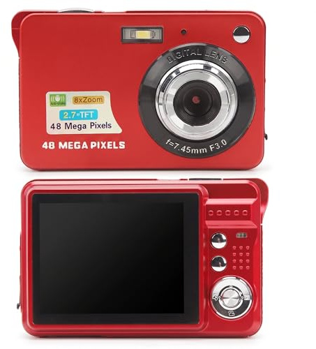4K digitalkamera, 48 MP 8-vägs zoom kompaktkamera med 2,7 tums LCD-skärm, stöd för bärbara digitalkameror, självutlösare, seriefotografering, anti-shake