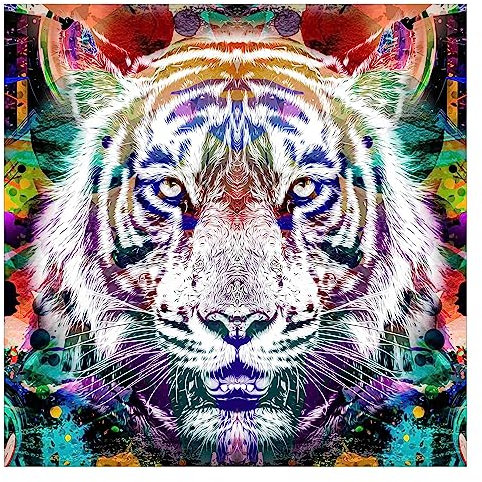 Bilderwelten Fototapete Jugendzimmer Street Art Tiger 240 x 240 cm Vlies-Tapete XXL Smart Wandtapete Wanddekoration Wohnzimmer Schlafzimmer