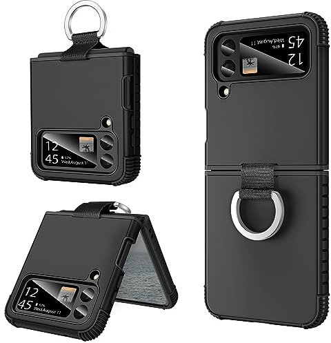 BENTOBEN für Samsung Galaxy Z Flip 3 Case, Z Flip 3 5G Case with Ring, Heavy Duty 2 in 1 Full Body Rugged Shockproof Protection Cover Girls Women Boy Men Covers for Galaxy Z Flip 3 Schwarz