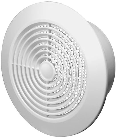 6-inch / 150 mm Circular Ceiling Mounted Air Vent Grille Cover, Round Ventilation Extract/Supply Valve Diffuser, Anti Fly Net, Easy Installation, UV Resistant Plastic (White)