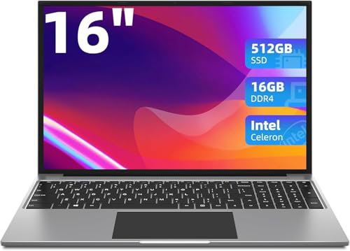 Jumper Laptops 16 Inch FHD, 16GB RAM 512GB SSD, Celeron Notebook, up to 2.9GHz, 1920 x 1200 IPS, 2.4G + 5G WiFi, USB 3.0 ×2, Bluetooth 4.0, 2023