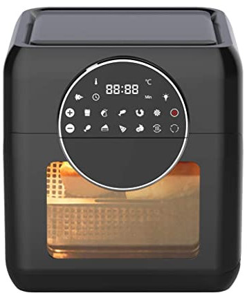 Friggitrice ad aria, forno con tostapane, friggitrice ad aria di grande capacità da 10 litri, con touchscreen digitale a riscaldamento rapido, cestello antiaderente, mantenimento in caldo, timer e