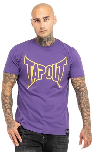 Tapout Herren T-Shirt Normale Passform Lifestyle Basic Tee, Lilac/Yellow, XXL