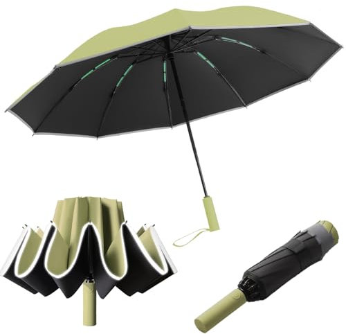 Oziral Parapluie anti-tempête Parapluie de poche résistant aux intempéries automatique 50 + 99% protection UV ouverture pliable taille de golf ventilé coupe-vent renforcé double couche parapluie