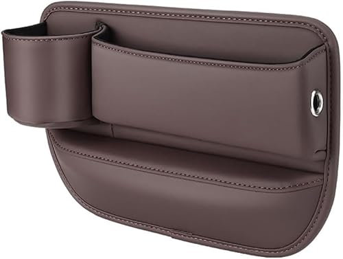LHyyY Auto-Leder-Getränkehalter-Lückentasche für Audi A1 A2 A3 A4 A5 A6 A7 A8 A9 2000-2023,Multifunktions-Autositz-Organisator mit Getränkehalter USB-Ladeloch,C-Brown-Right