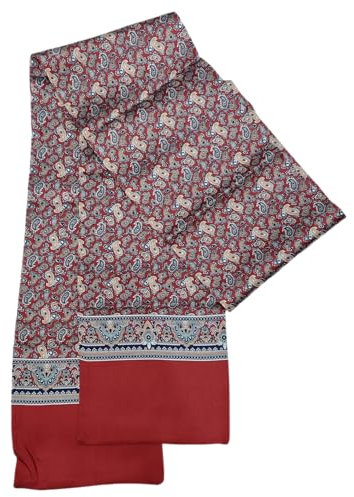 GIMIRO Satin Seidenschal Doppelschichten 150 x 16cm Krawatte Blumen Taillengürtel für Blazer, Mantel, Kleid (12# Claret Floral Unisex)