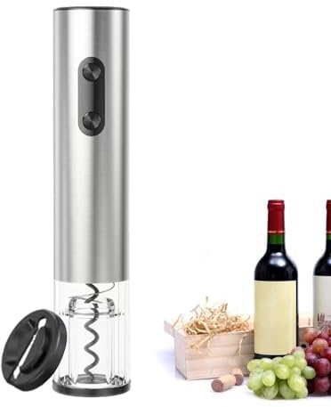 Wine Opener Wine Bottle Opener Reusable Electric Wine Bottle Openers，Battery Operated Automatic Wine Corkscrew with Foil Cutter for Wine Lovers Gift Women Men (Stainless Steel)