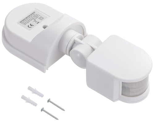 Greluma 1 Pieza AC 220V-240V Interruptor luz Detector de Sensor infrarrojo de Movimiento Corporal PIR,Exterior IP44 Resistente al Agua Interruptor de iluminación hogar con Rango de detección de 180°