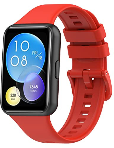 Wownadu Bracelets Compatible pour Huawei Watch Fit 2 / Watch Fit 2 Active/Watch Fit 2 Elegant Bracelet, Silicone Remplacement Band pour Femme Homme Rouge,(Pas de Montre)