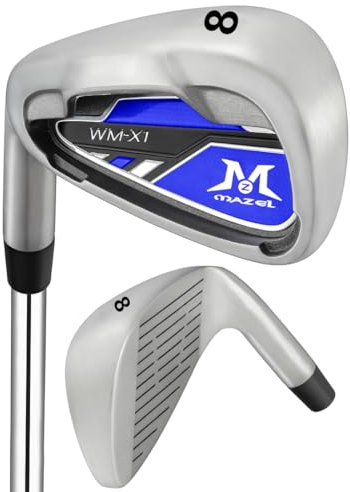 MAZEL WM-X1 Golf Iron for Men 1,2,3,4,5,6,7,8,9, P, S, CNC Milled Face Golf Club Single Iron for Left-Handed Golfers (Silver-LH, Single 8 Iron)