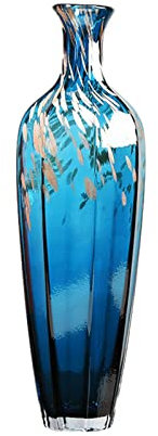 PUFAHAU Vase Bleu, Vase en Verre de Style Moderne, Grand Vase sur Pied, décoration de Table de Chevet, décoration de réception d'hôtel, Cadeaux pour Les Mamans à Temps Plein(Blue-50 * 15cm)