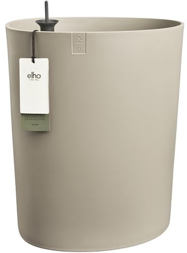 Elho Eden Aquacare High 40 - Pot de Fleur - Interieur & Extérieur - Plastique 100% Recyclé - Ø 39.0 x H 50.1 cm - Gris/Taupe Doux